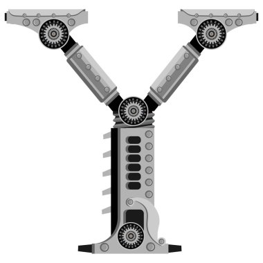 Metal tarzında Y vektör harfi. Alfabe konusu üzerine bir çizim..