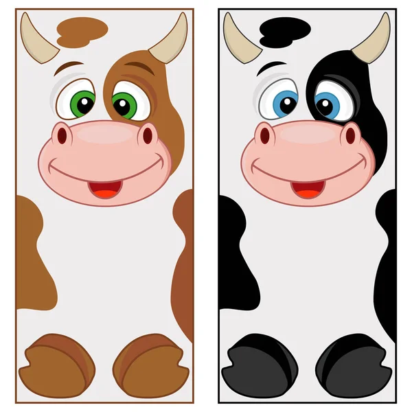 Vector Bookmark Book Form Cow Set Two Bookmarks White Background — Stock Vector