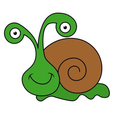 Eğlenceli bir çizgi film salyangozu. İzole edilmiş beyaz arkaplan üzerine çizim.