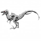 Raptor robot fém steampunk stílusban. Egy kiborg dinoszaurusz fehér alapon.