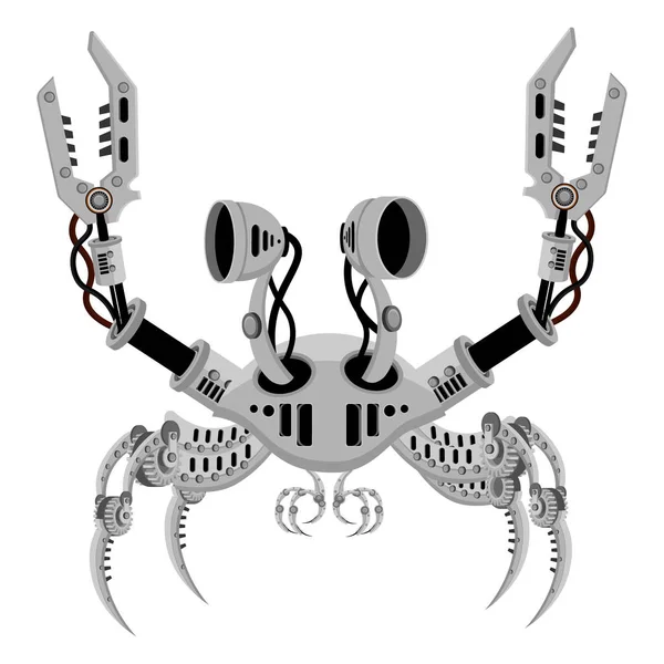 Robot Krab Metalen Steampunk Stijl Een Kreeftachtige Cyborg Een Witte — Stockvector
