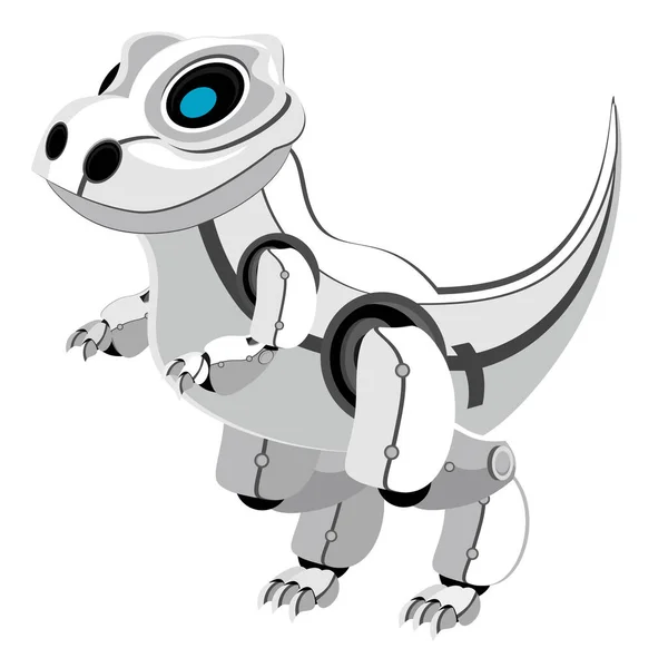 Cute Funny Robot Dinosaur Vector Illustration Topic Robotics White Isolated — Stock Vector