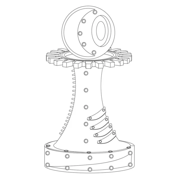 Steampunk Xadrez Peça Peão Robot Livro Para Colorir Ilustração Vetorial —  Vetores de Stock