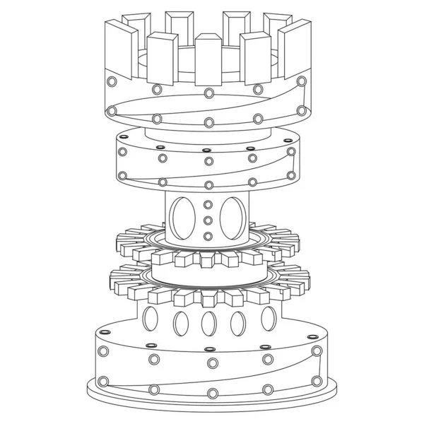 Steampunk Scacchi Piece Torre Robot Colorare Libro Illustrazione Vettoriale Sfondo — Vettoriale Stock