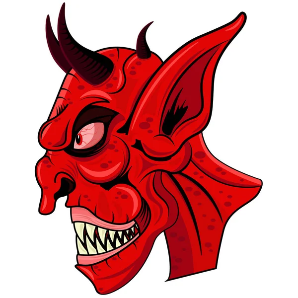Dibujo Vectorial Cara Del Demonio Diablo Ilustración Sobre Fondo Blanco — Vector de stock