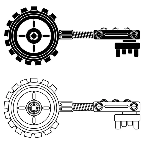 Libro Para Colorear Clave Estilo Steampunk Ilustración Vectorial Boceto Sobre — Vector de stock