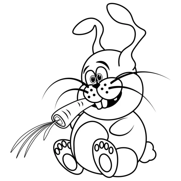 Drôle Inhabituel Lapin Fou Avec Livre Coloriage Carotte Illustration Animal — Image vectorielle