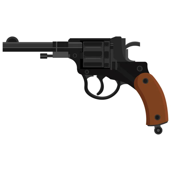 Pistol Vectorial Epocă Tambur Ilustrație Fundal Alb Izolat — Vector de stoc