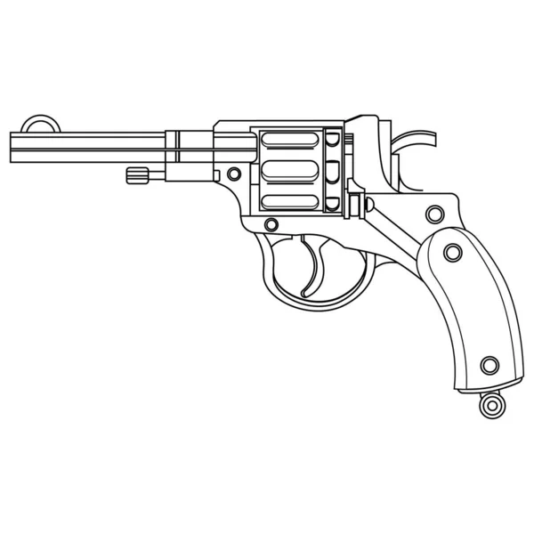 Vector Vintage Pistolet Drum Kolorowanki Ilustracja Białym Izolowanym Tle — Wektor stockowy