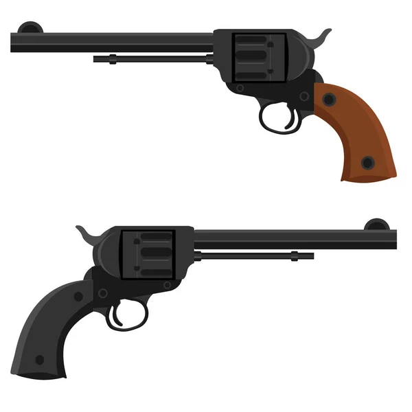 Pistola Vectorial Vintage Con Tambor Ilustración Sobre Fondo Blanco Aislado — Vector de stock