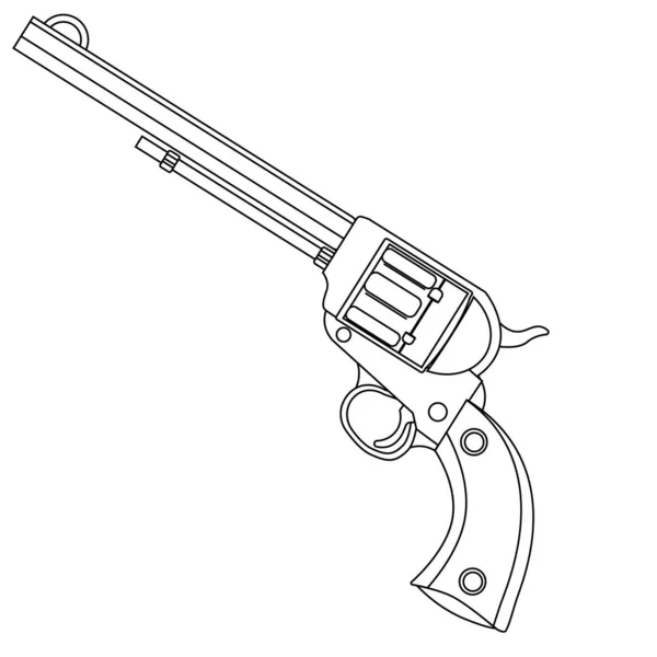 Векторный Винтажный Пистолет Книгой Раскраски Барабана Иллюстрация Белом Изолированном Фоне — стоковый вектор