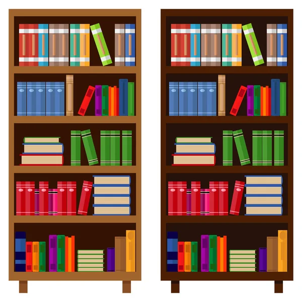 Bookcase Books Two Versions Vector Illustration Set — Stock Vector