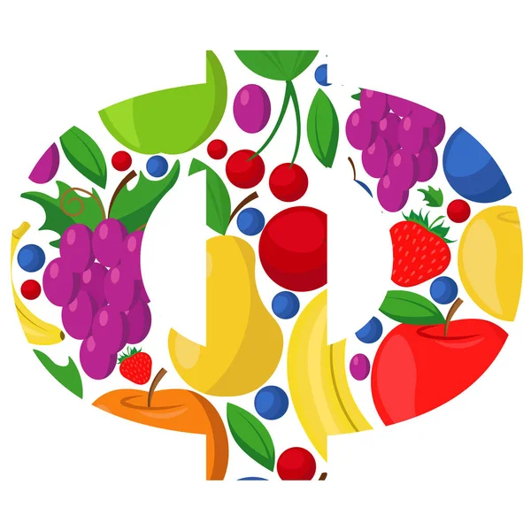 Carta Vectorial Del Alfabeto Ruso Hecha Frutas Maduras Una Ilustración — Vector de stock