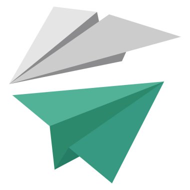 Beyaz izole edilmiş arka planda iki origami uçağı. Hobiler konusunda vektör illüstrasyonu.