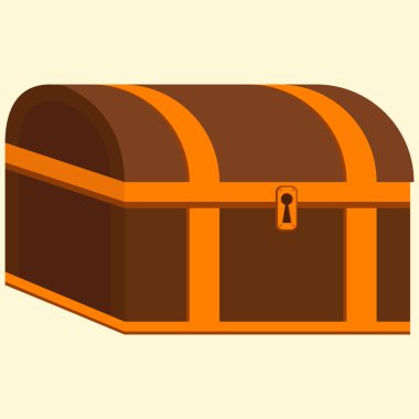 Eski ahşap bir sandık. İç mekanın teması üzerine vektör illüstrasyonu.