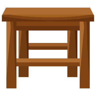 Tahta tabure. Mobilya teması üzerine vektör illüstrasyonu.