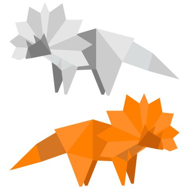Bir origami dinozoru. Beyaz arkaplanda vektör illüstrasyonu.