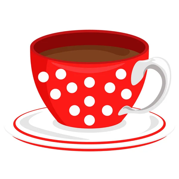 Red Polka Dot Mug Vector Illustration Topic Dishes — Stock Vector