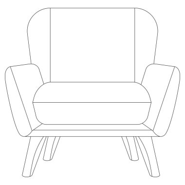 Kollukları ve arkası yüksek olan rahat ev sandalyesi boyama kitabı. Vektör illüstrasyonu mobilya teması değildir.