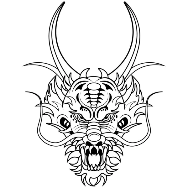 Folklorique Chinois Dragon Livre Colorier Illustration Vectorielle Sur Thème Des — Image vectorielle