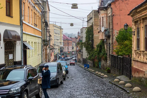 Uzhhorod Ukraine Oktober 2020 Eine Enge Gepflasterte Straße Historischen Zentrum — Stockfoto