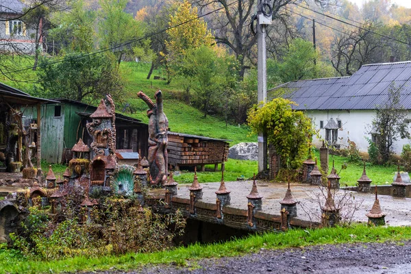 Zakarpatská Oblast Ukrajina Října 2020 Fragment Úžasného Designu Fasády Okolí — Stock fotografie