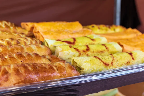 Een Culinair Buffet Met Een Presentatie Van Diverse Meelproducten Keuken — Stockfoto