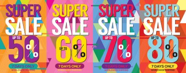 Modern Banner Super Sale Up to 80 Percent 6250x2500 Pixel Vector clipart