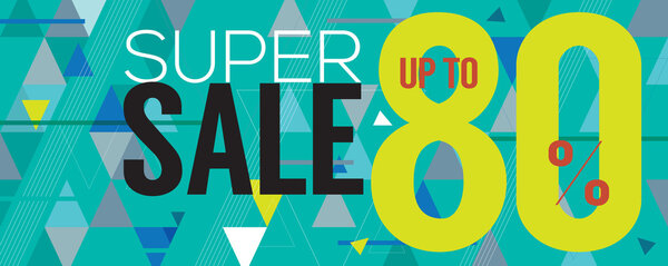 Modern Banner Super Sale Up to 80 Percent 6250x2500 Pixel Vector