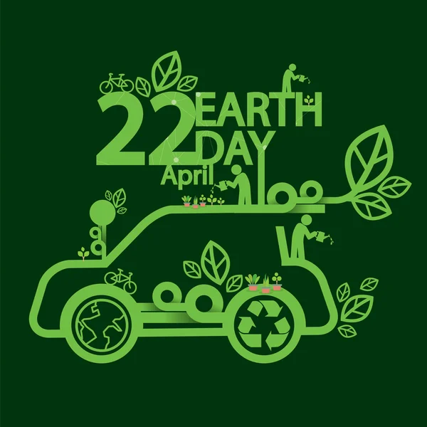 Giornata della Terra Ecologic Driving Concept Vector Illustration — Vettoriale Stock