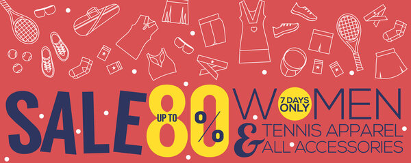 Женская теннисная одежда до 80 процентов 6250x2500 пиксельный вектор
