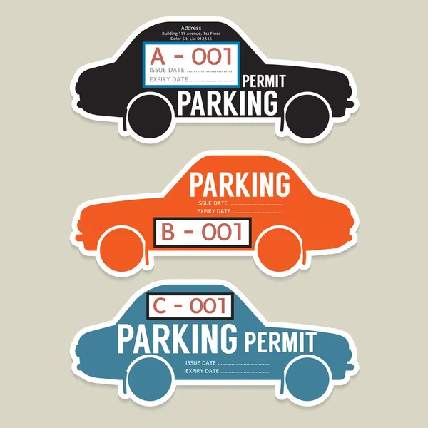 Tarjeta de permiso de estacionamiento Vector Ilustración . — Vector de stock