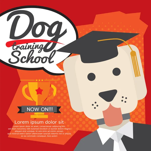 Dog Training School Vector Ilustração . — Vetor de Stock