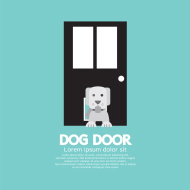 Köpek vektör çizim için kapıdan geçerken köpek.
