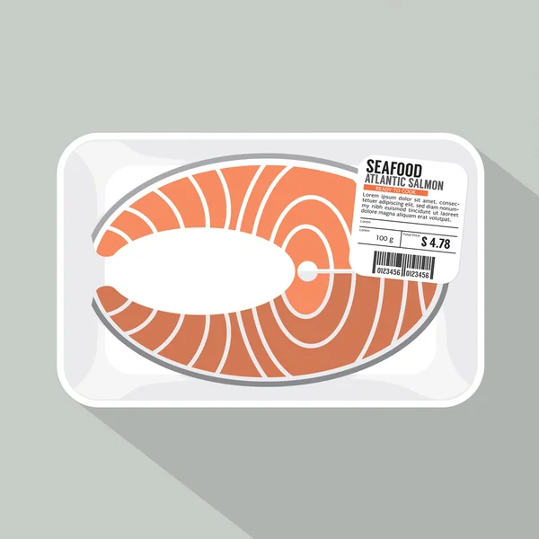 Zalm gesneden Pack vectorillustratie. — Stockvector