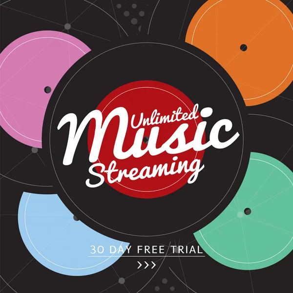 Ilimitado Música Streaming Vector Ilustração . —  Vetores de Stock