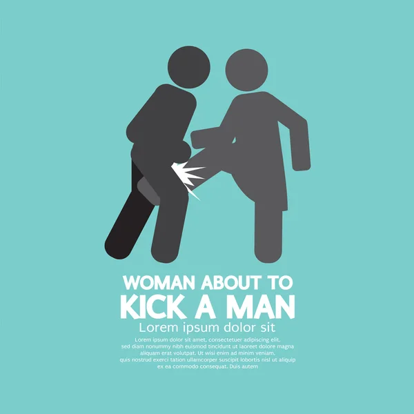 Woman Kick A Man Symbol Vector Illustration. — Stock Vector