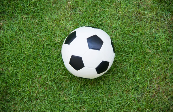 Top view of soccer ball on soccer field. — Stock Photo, Image