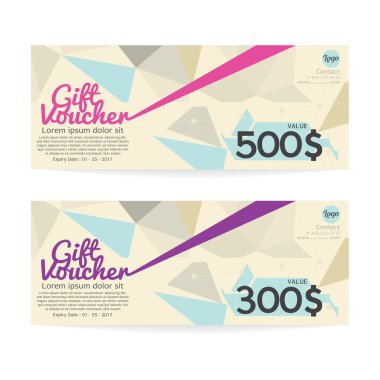 Hediye çeki kupon şablon vektör çizim.