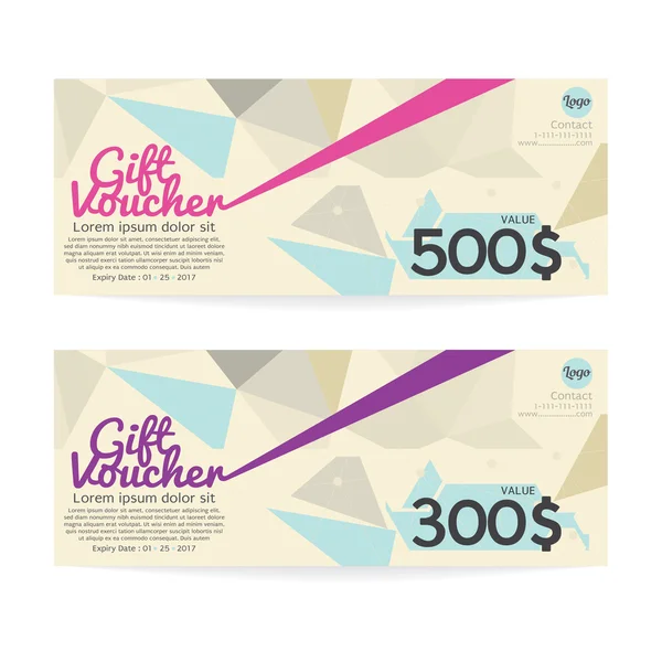 Gift Voucher Coupon sjabloon vectorillustratie. — Stockvector