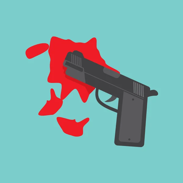 Pistola sangrienta, concepto criminal Vector Ilustración . — Vector de stock
