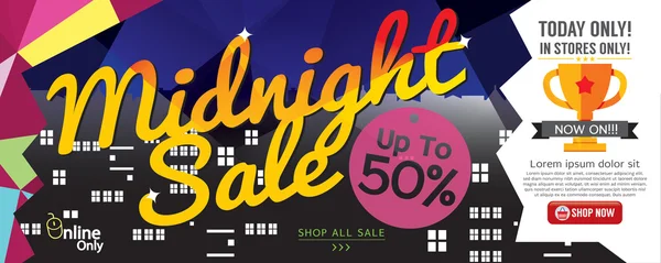 Midnight Sale 1500x600 pixel Vector Illustration. — Stock Vector