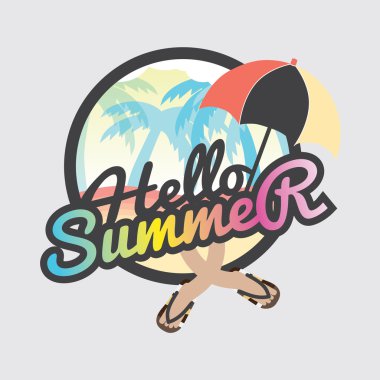 Merhaba yaz rozet tasarlamak vektör.