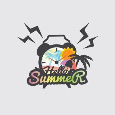 Merhaba yaz rozet tasarlamak vektör.