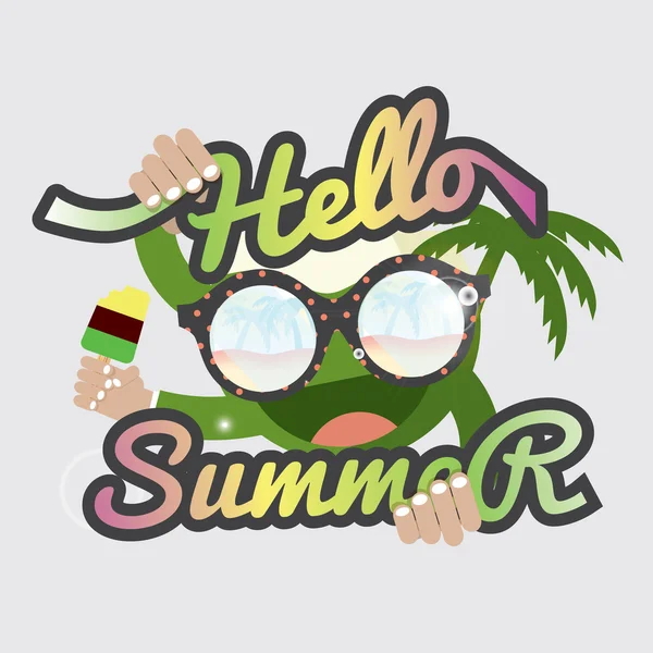 Hallo sommerzeit abzeichen design vektor illustration. — Stockvektor