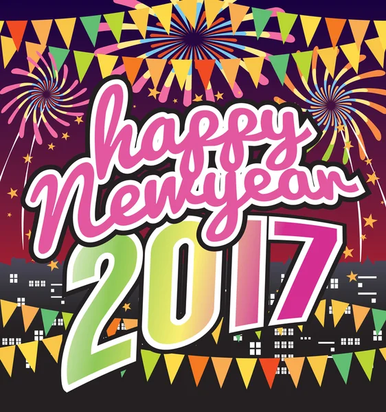 Happy New Year 2017 Celebration Vector Illustration. — Stock Vector