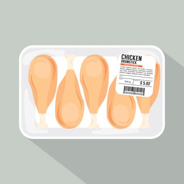 Tavuk Drumsticks Paketi Vektör İllüstrasyon.