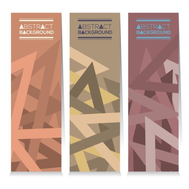 Vintage Renk Tema Vektör İllüstrasyon ile Üç Modern Grafik Dikey Afiş Seti.