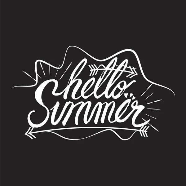 Hola Verano Letras Vector Ilustración . — Vector de stock