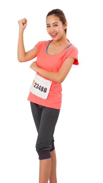 Mujer corredor aislado en blanco . — Foto de Stock